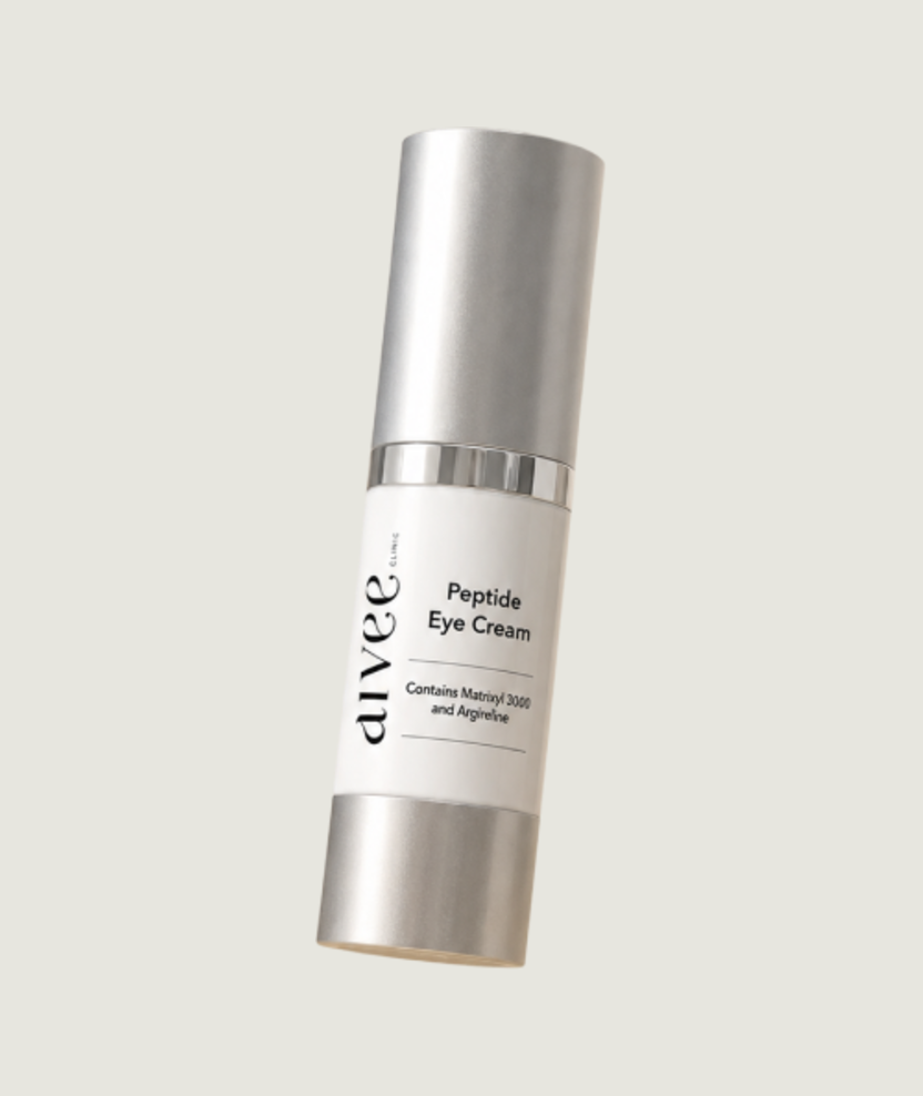 Aivee Peptide Eye Cream bottle on a soft beige backdrop
